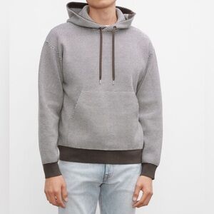 Club Monaco Brown & Ivory fine stripe pullover hoodie w/rib knit cuff,hem SizeXS